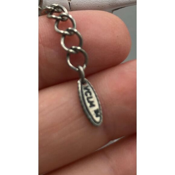 Vintage VCLM Women's Statement Necklace Fleur De Lys Rhinestones Silvertone - Picture 10 of 11